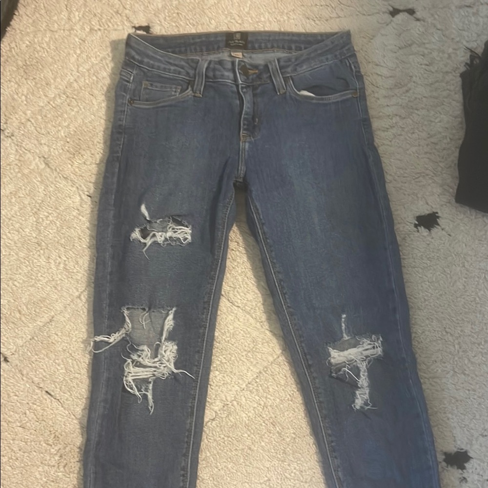 Distressed Blue Jeans